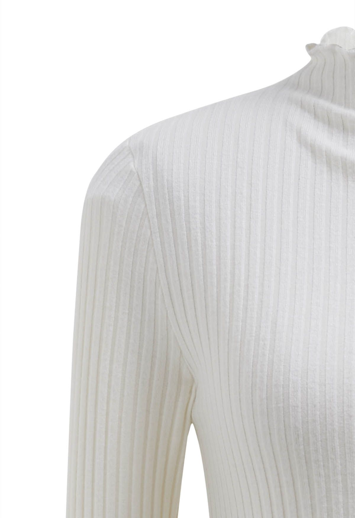 Lettuce Edge Knit Top in Ivory