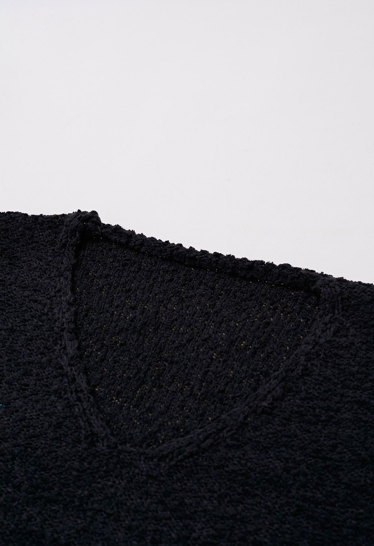 V-Neck Comfy Knit Sweater in Black