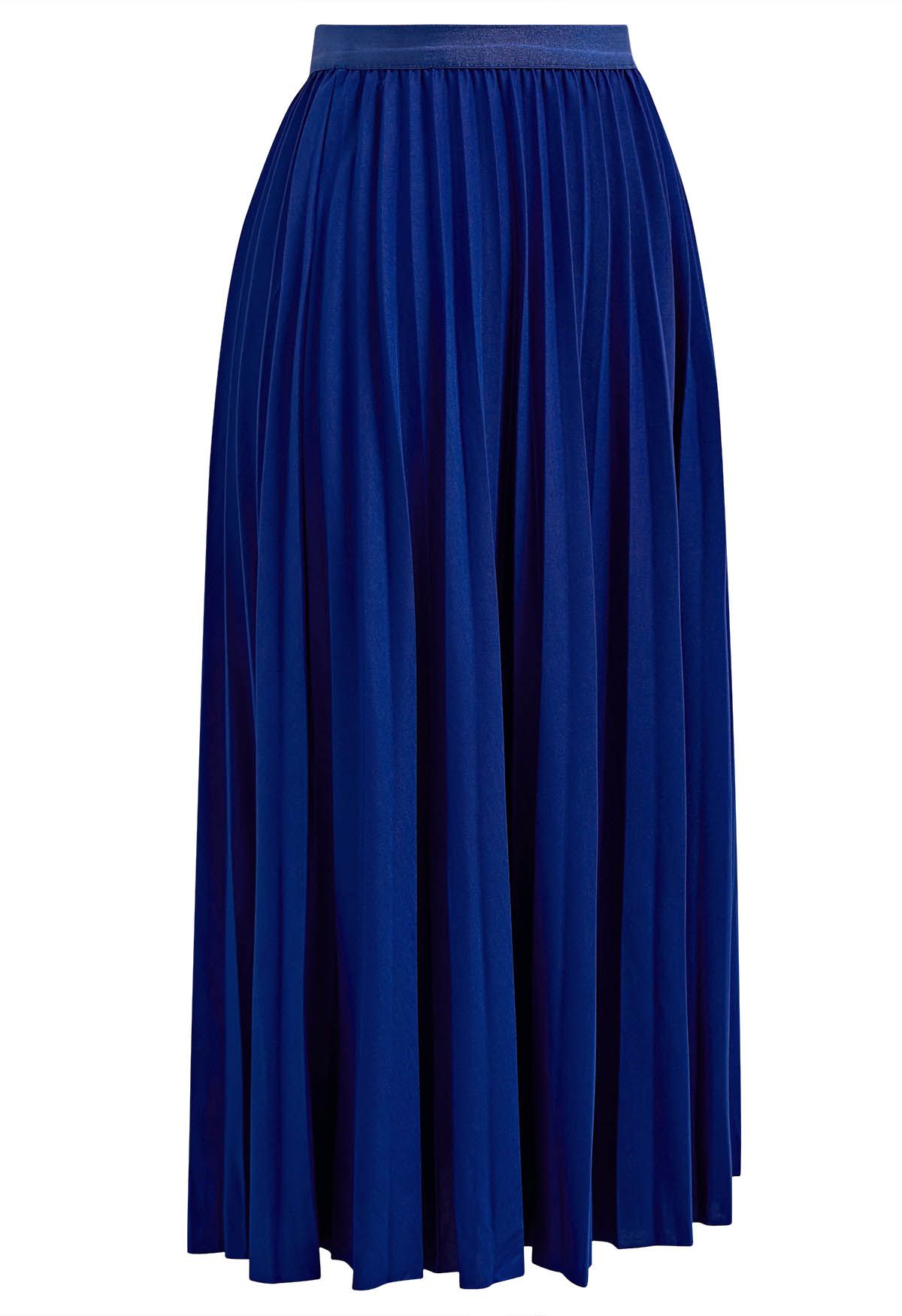 Royal Blue Pleated Midi Skirt