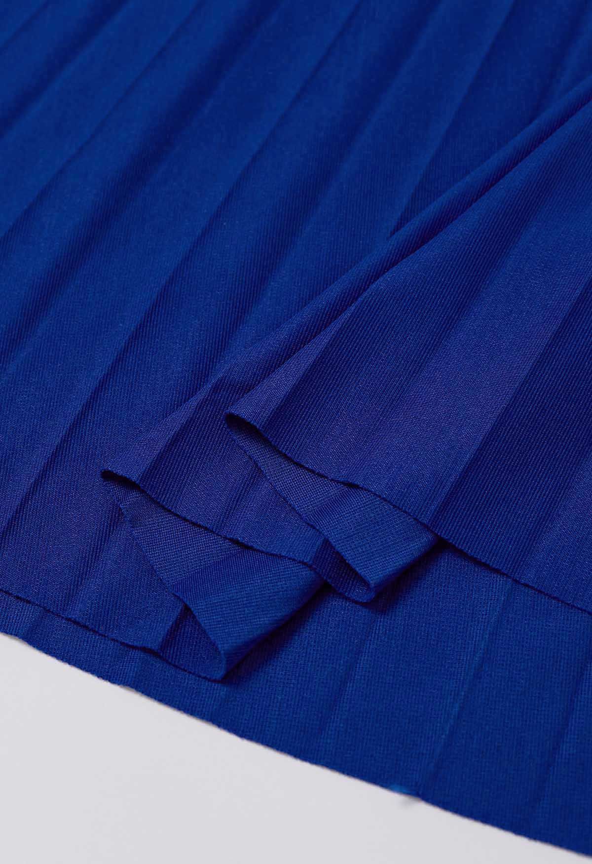 Royal Blue Pleated Midi Skirt