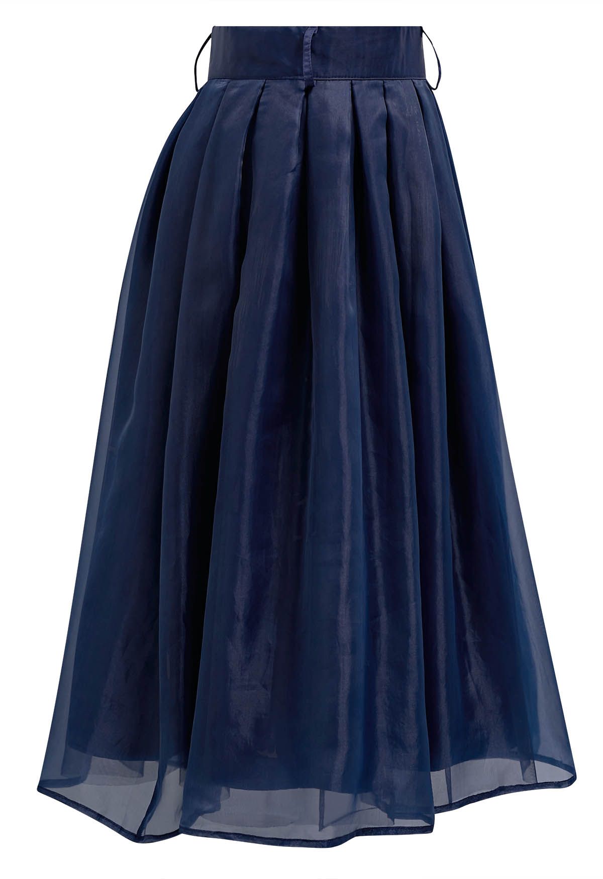 Organza Overlay Pleated Midi Skirt