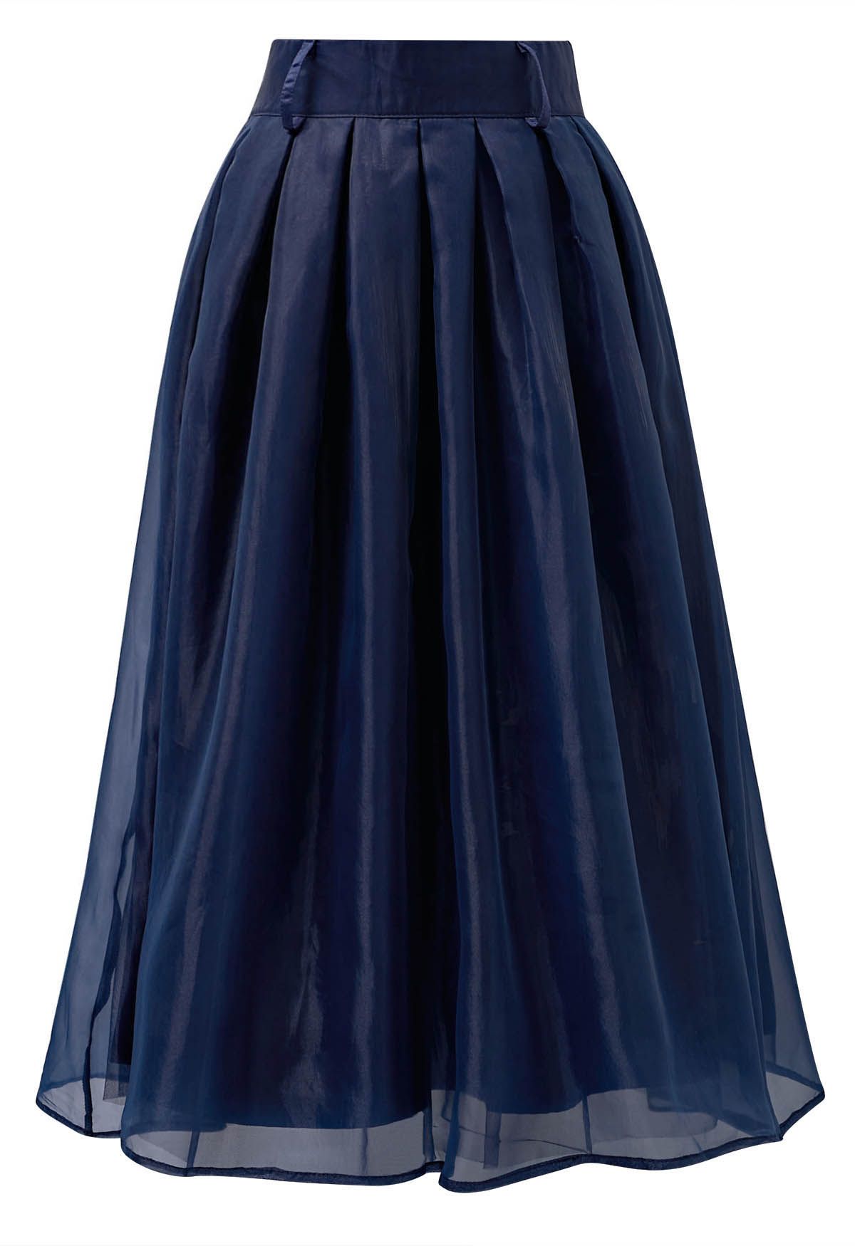 Organza Overlay Pleated Midi Skirt