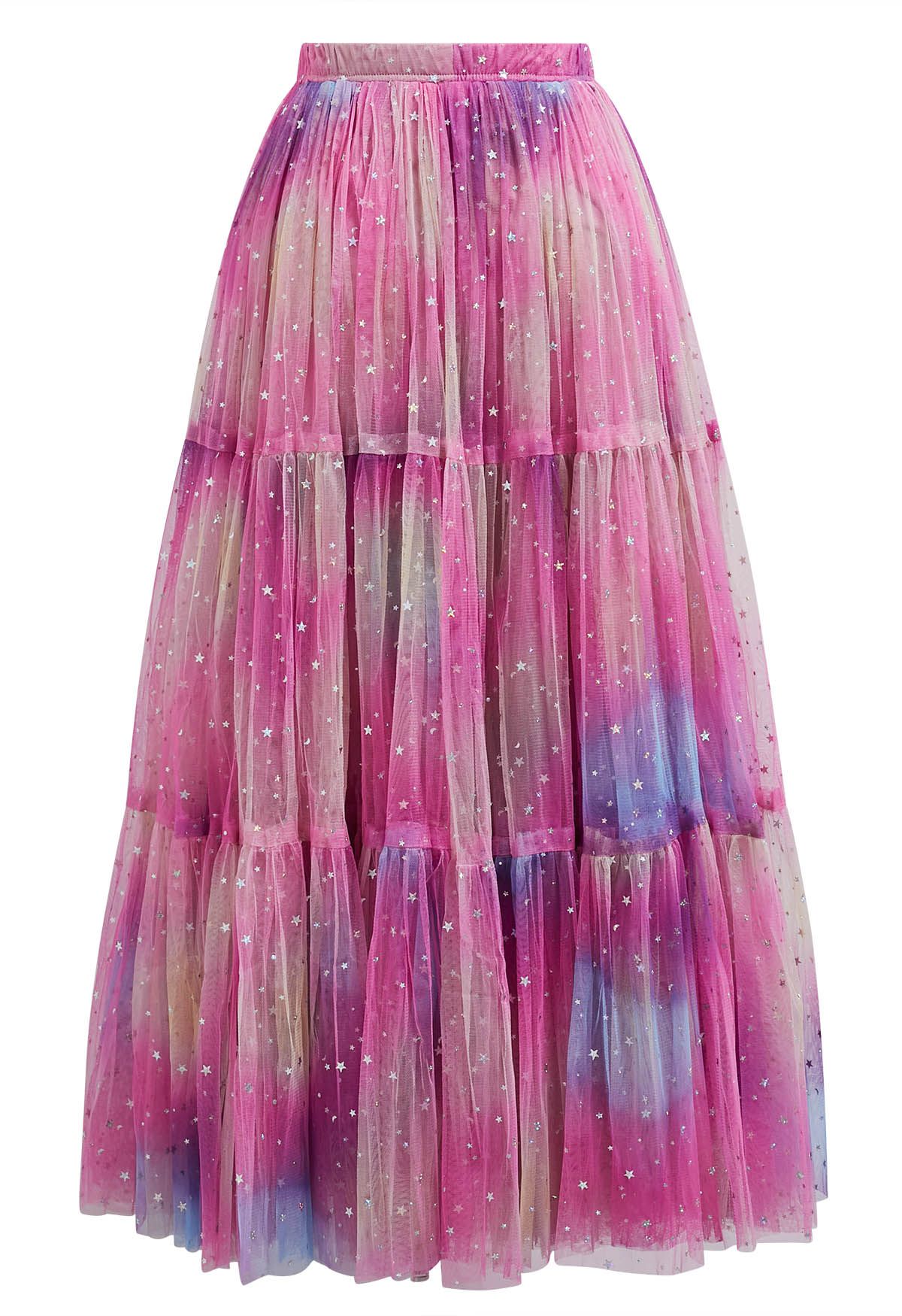 Glittering Stars Colorful Mesh Skirt