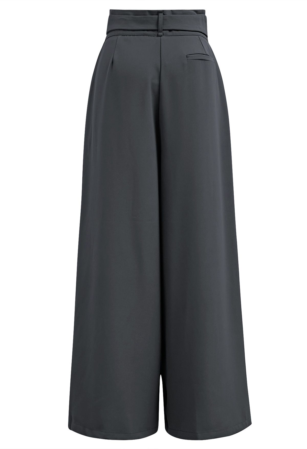 Decorative Belt Pleated Wide-Leg Pants in Smoke