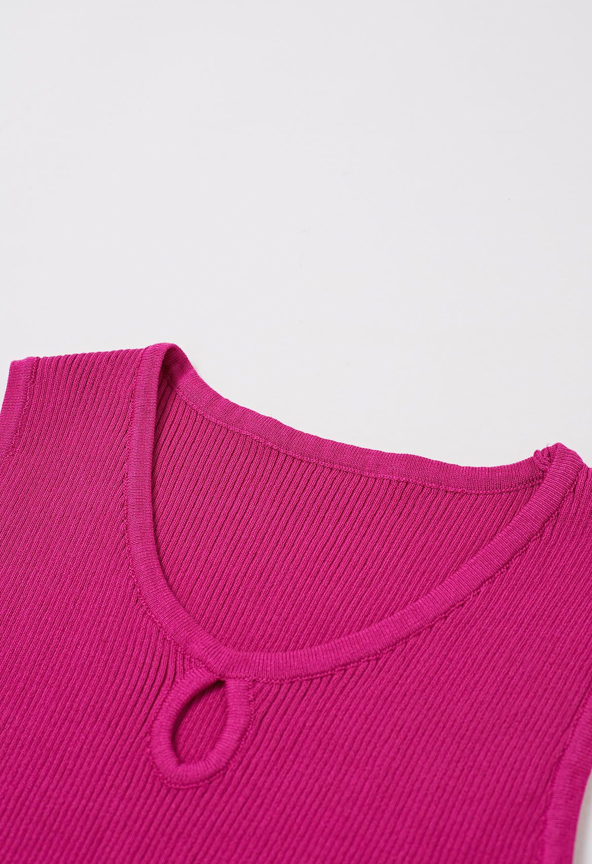 Cutout Detailing Sleeveless Knit Top in Hot Pink