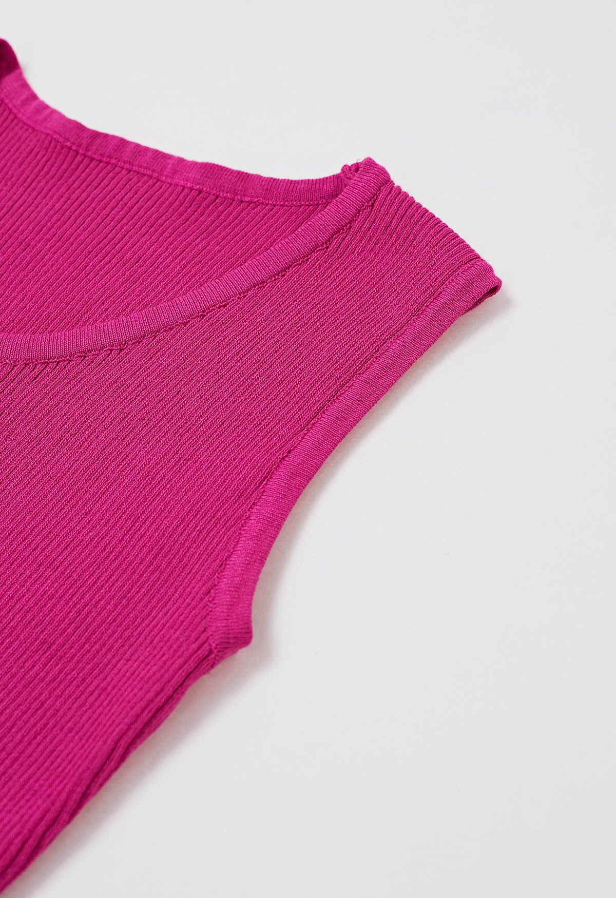 Cutout Detailing Sleeveless Knit Top in Hot Pink