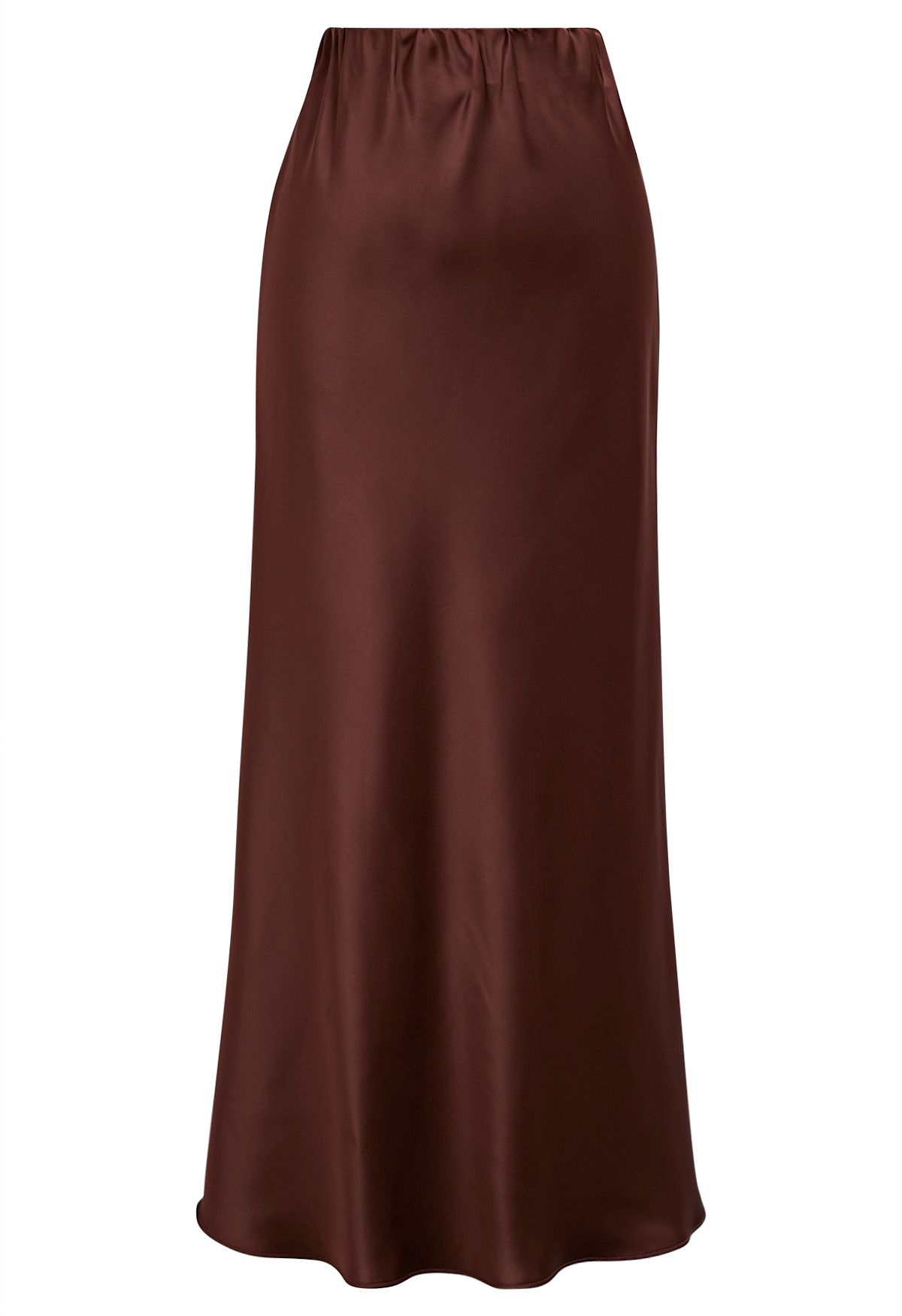 Satin Finish Mermaid Maxi Skirt in Burgundy