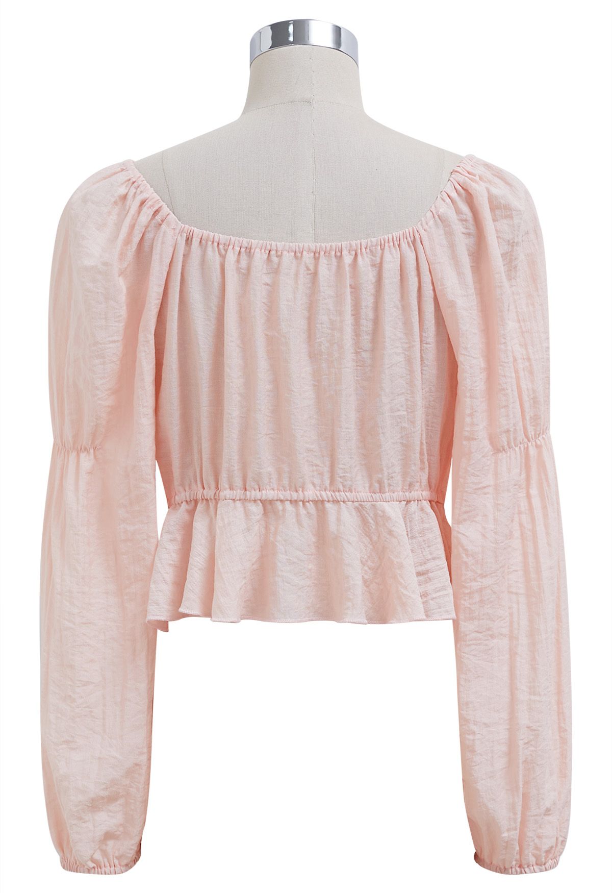 Ruffle Tie-Front Crop Top in Pink