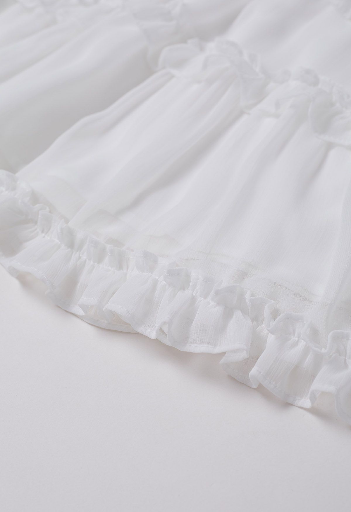 Adorable Ruffle Trim Flare Maxi Skirt in White