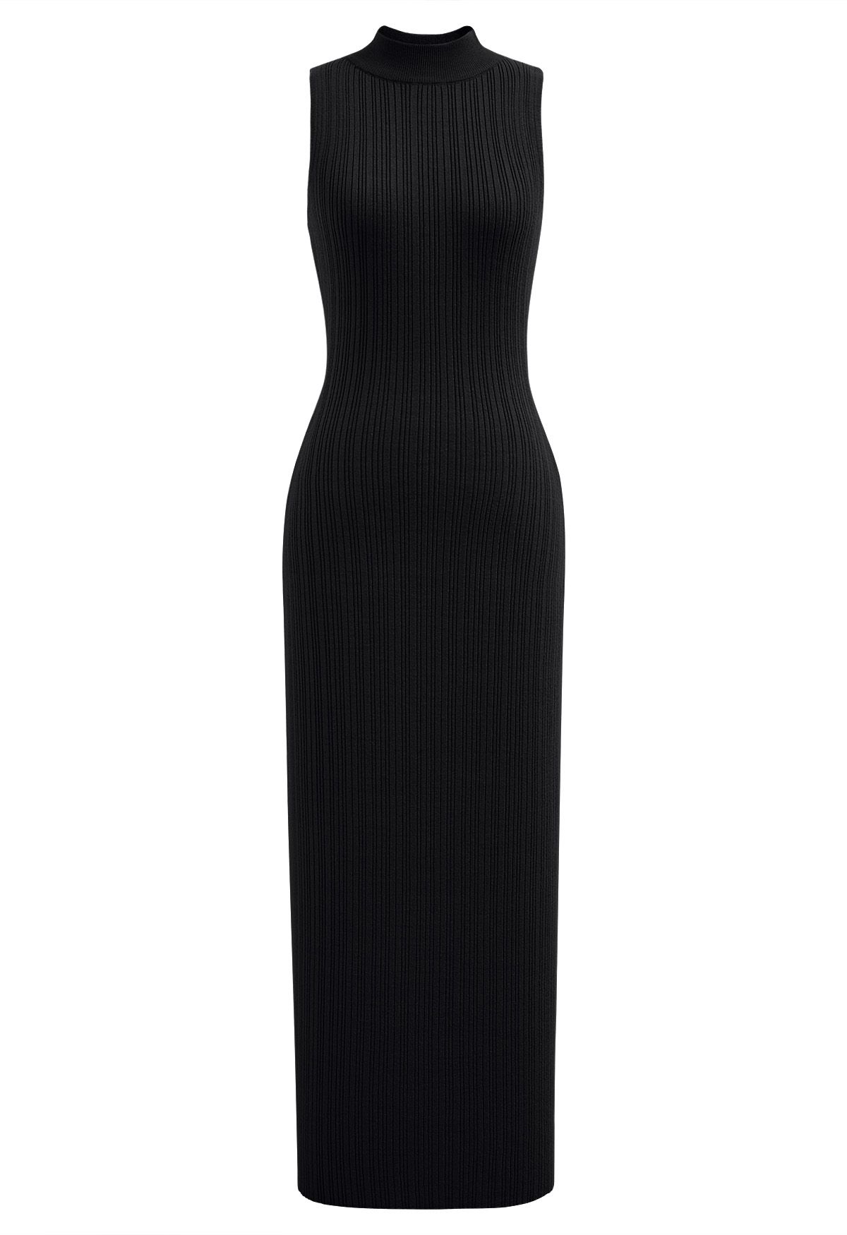 Ultra-Flattering Bodycon Knit Maxi Dress in Black