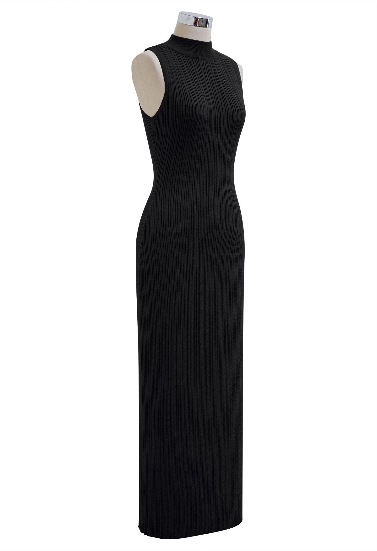 Ultra-Flattering Bodycon Knit Maxi Dress in Black