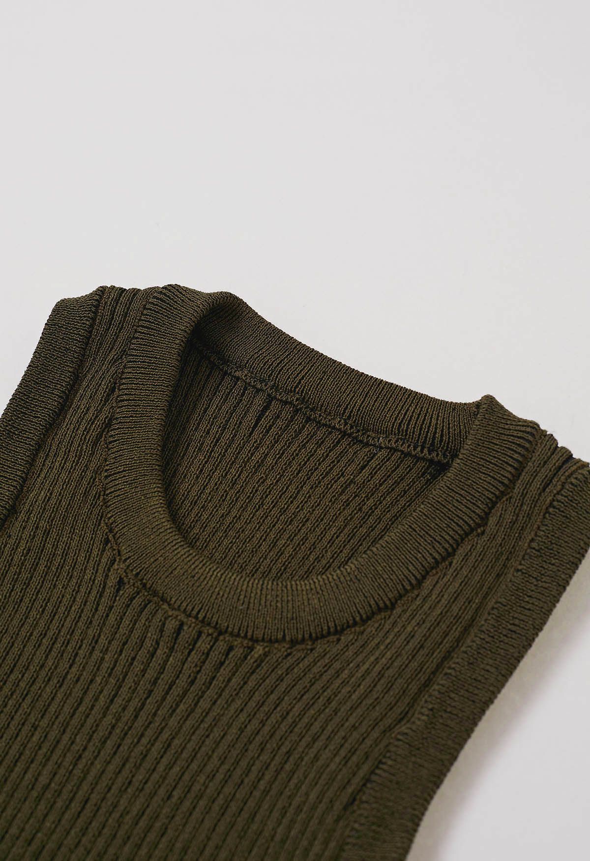 Stripe Texture Knit Tank Top in Army Green