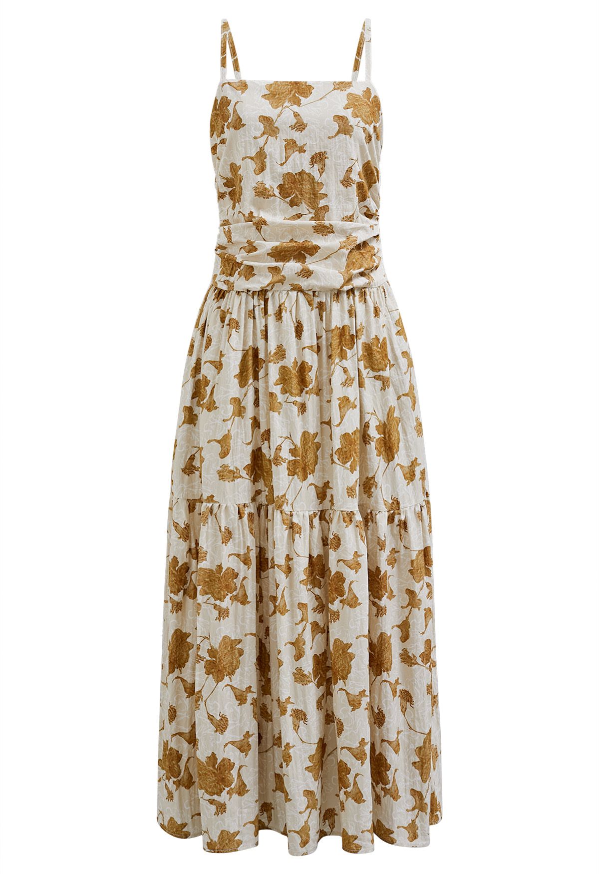 Floral Print Cami Maxi Dress in Caramel