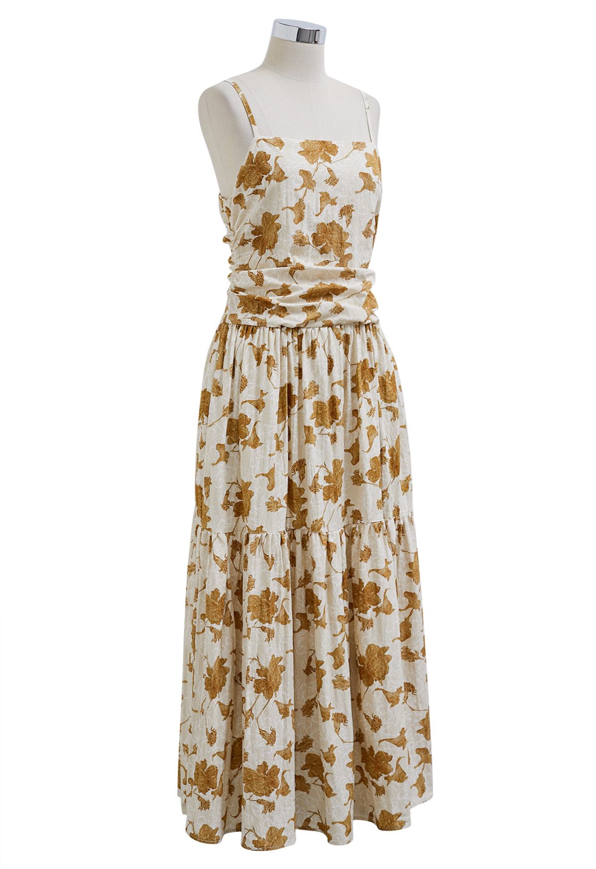 Floral Print Cami Maxi Dress in Caramel