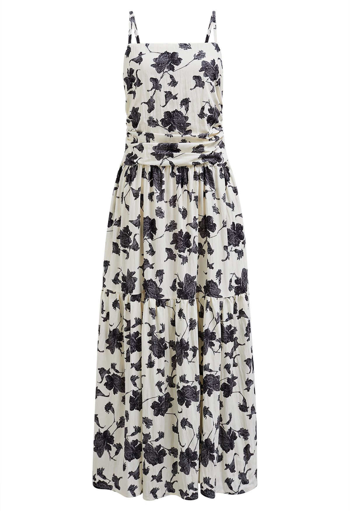 Floral Print Cami Maxi Dress in Black