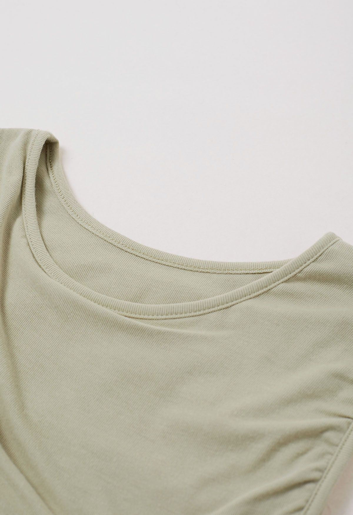 Effortless Ruched Sleeveless Cotton Dress in Pea Green