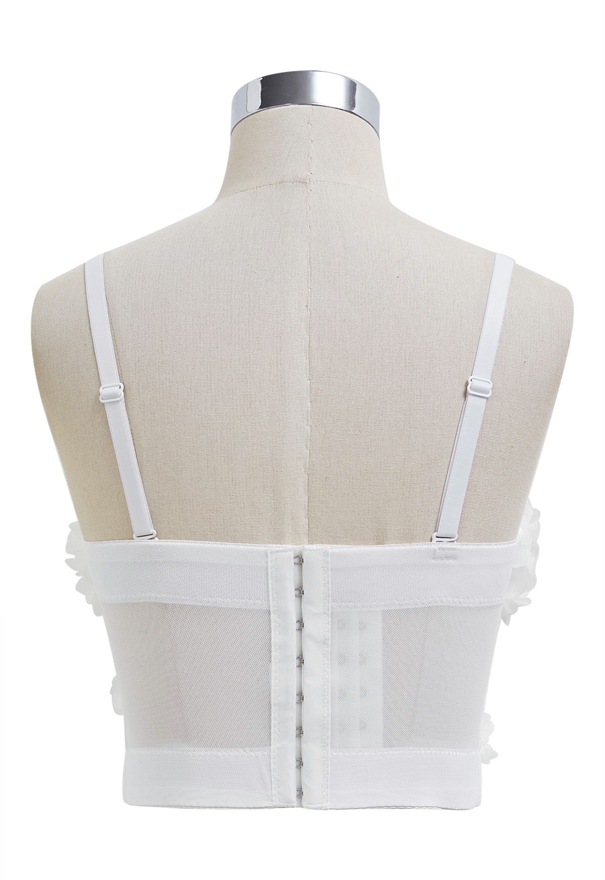 Pearly Petal Bustier Crop Top in White