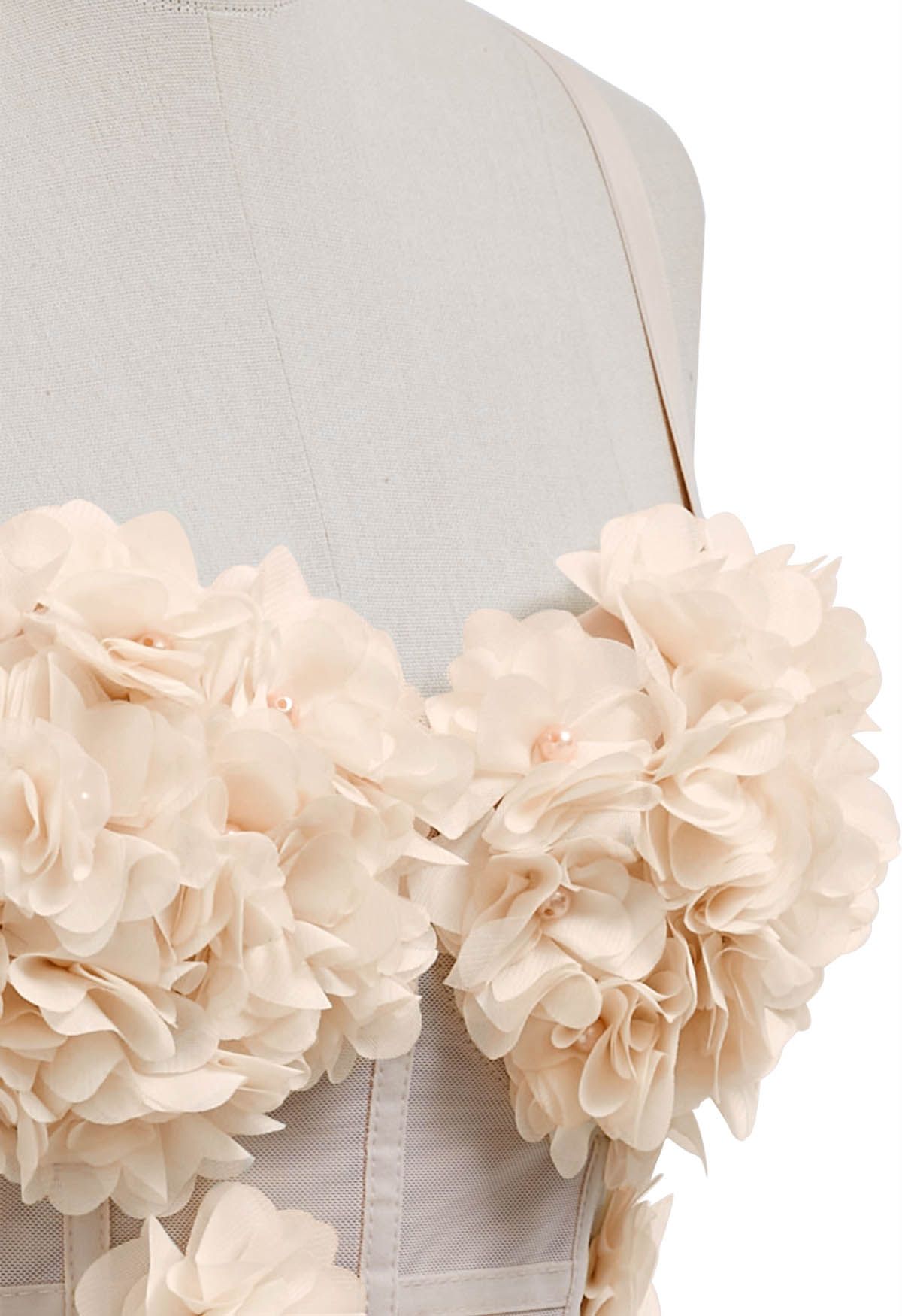 Pearly Petal Bustier Crop Top in Apricot