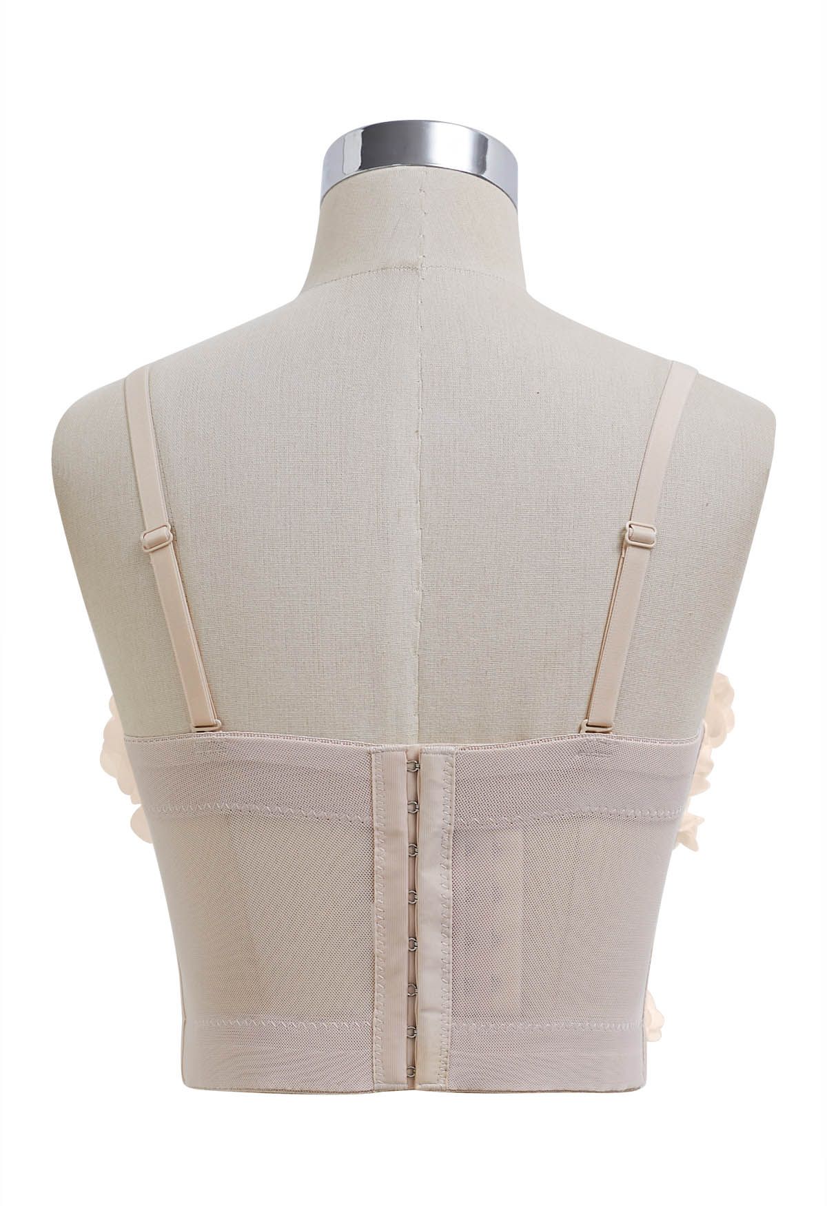 Pearly Petal Bustier Crop Top in Apricot