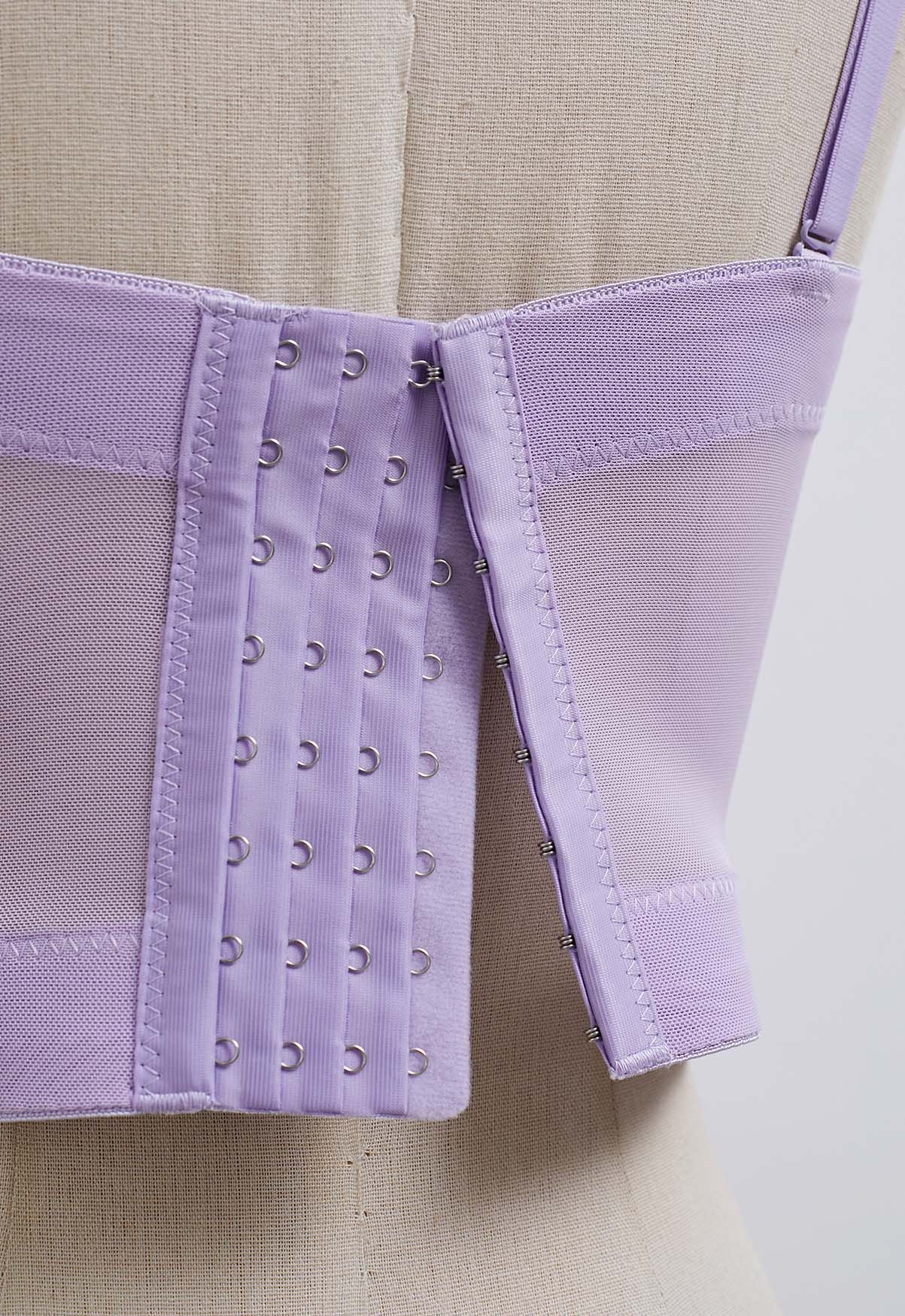 Pearly Petal Bustier Crop Top in Lilac