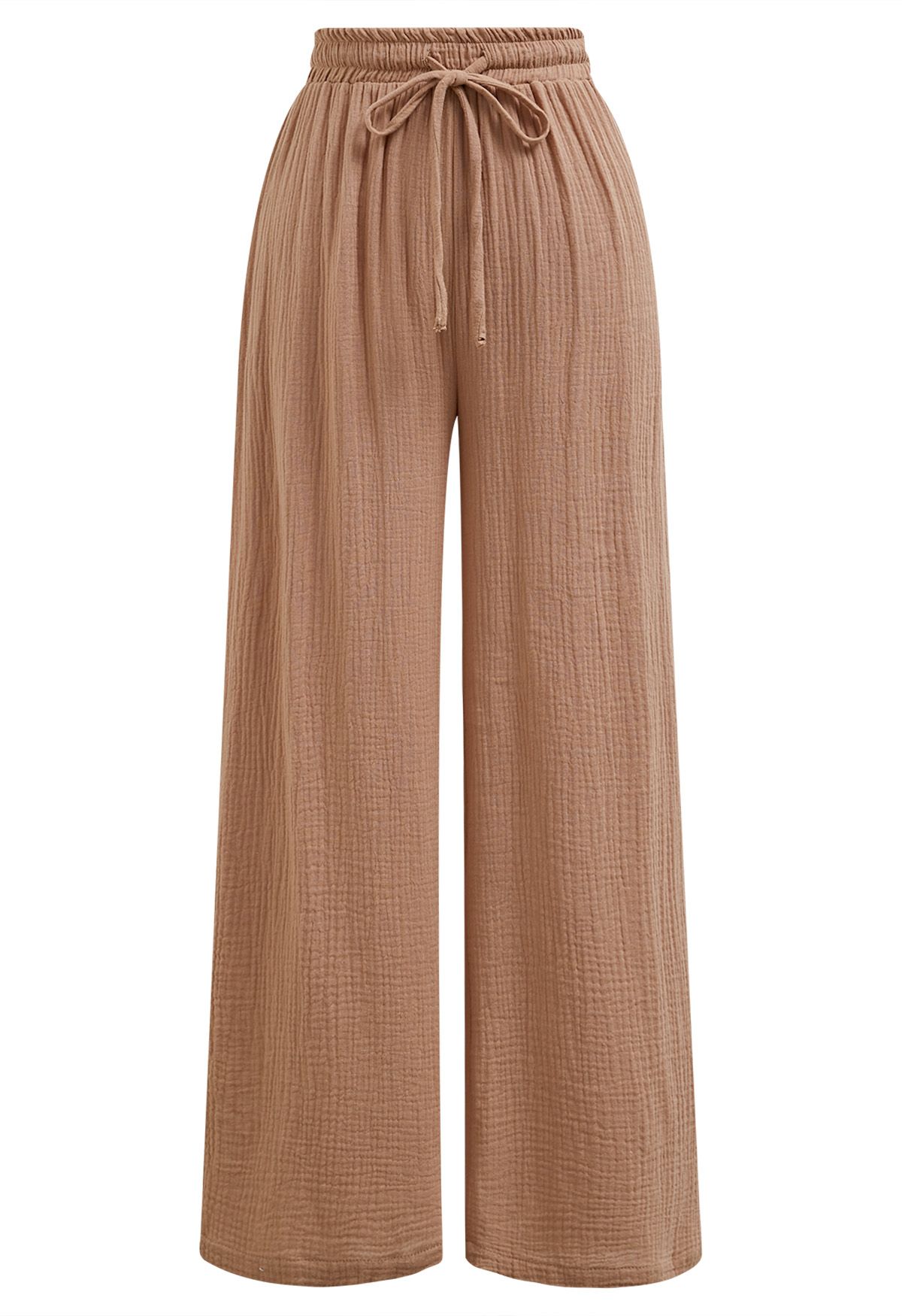 Lightweight Cotton Drawstring Pants in Rust