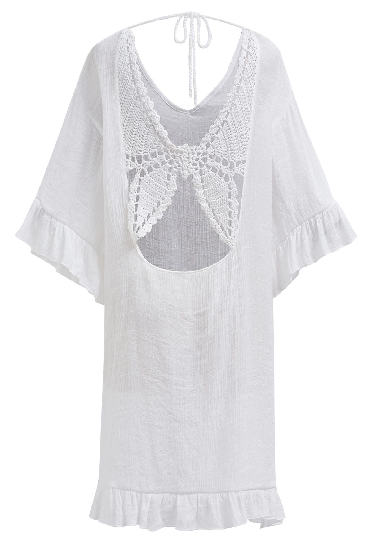 Butterfly Crochet Backless Cover-Up Dress in White