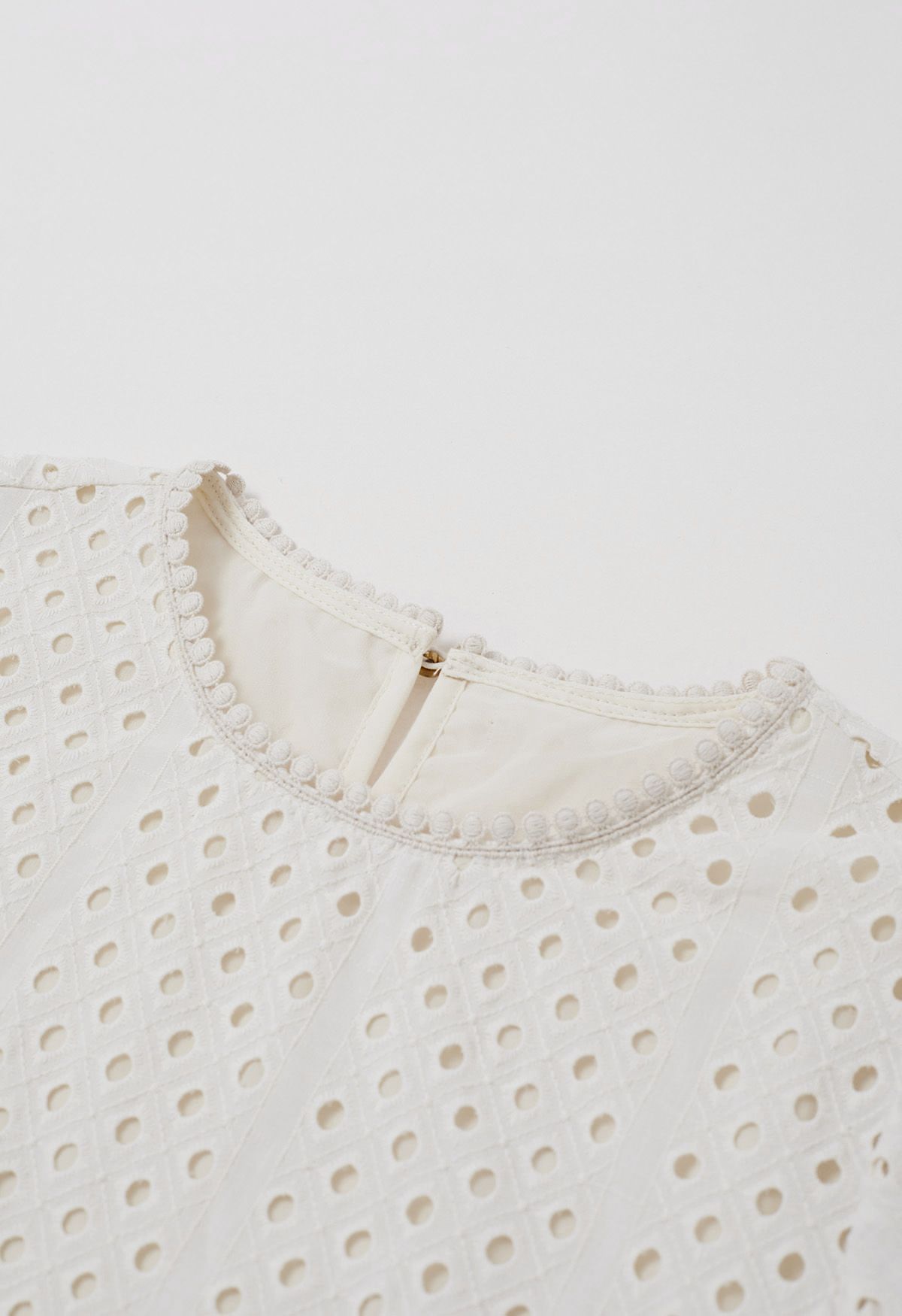 Breezy Eyelet Bubble Sleeve Cotton Top