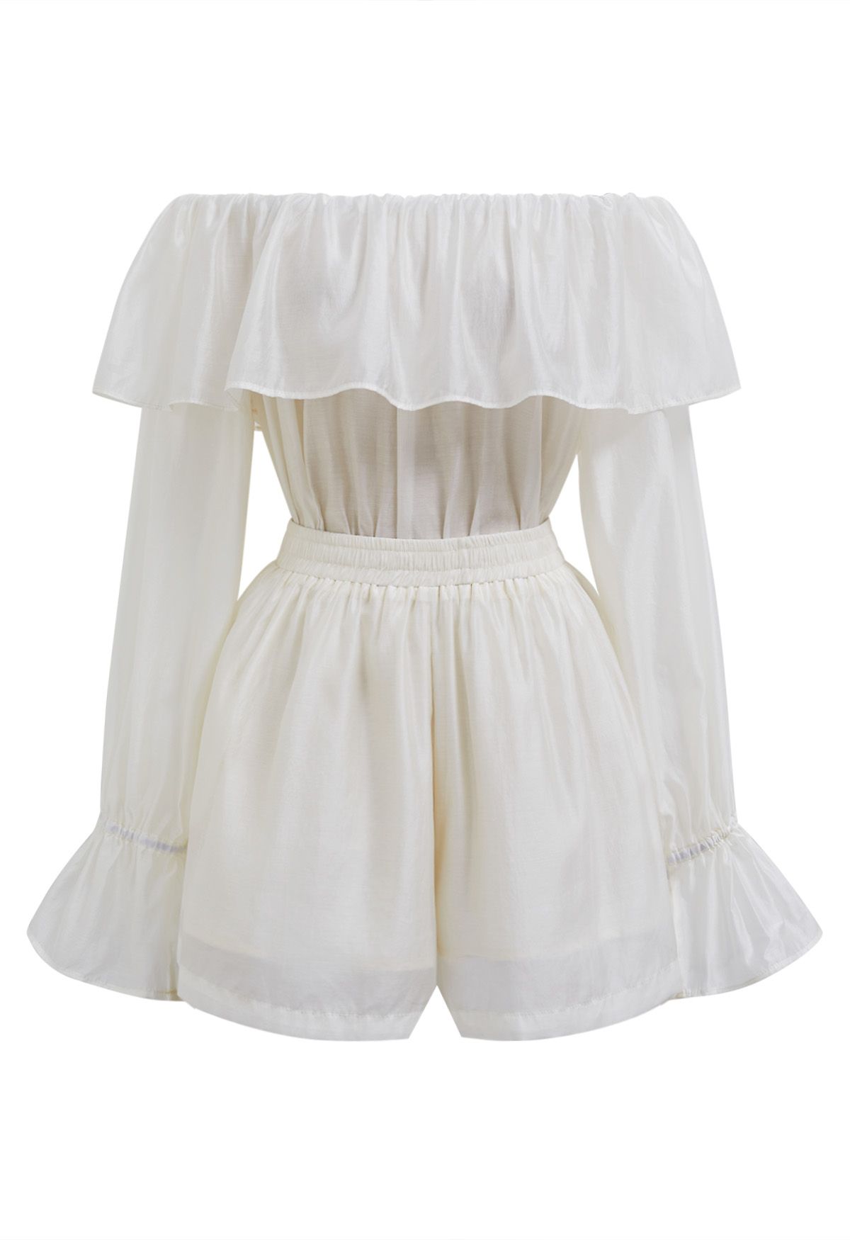 Breezy Off-Shoulder Top and Shorts Set in White