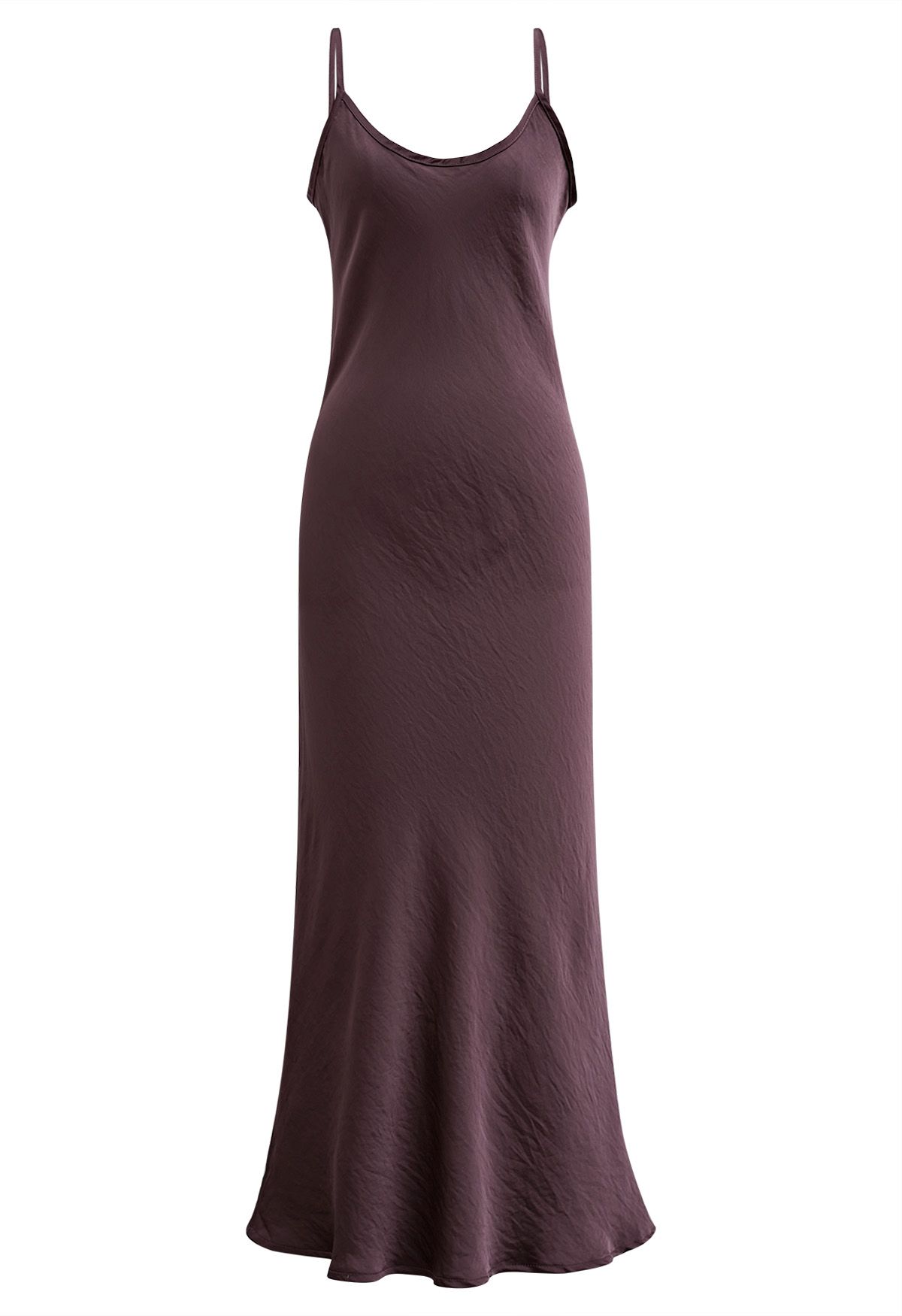 Texture Satin Backless Maxi Dress in Plum