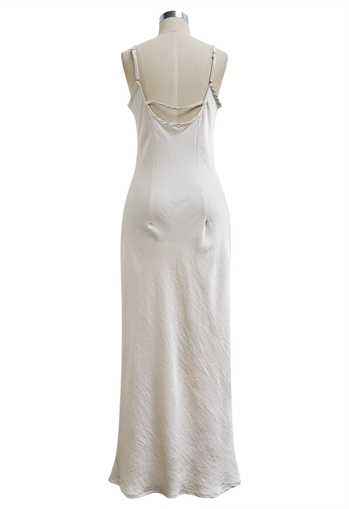 Texture Satin Backless Maxi Dress in Ivory