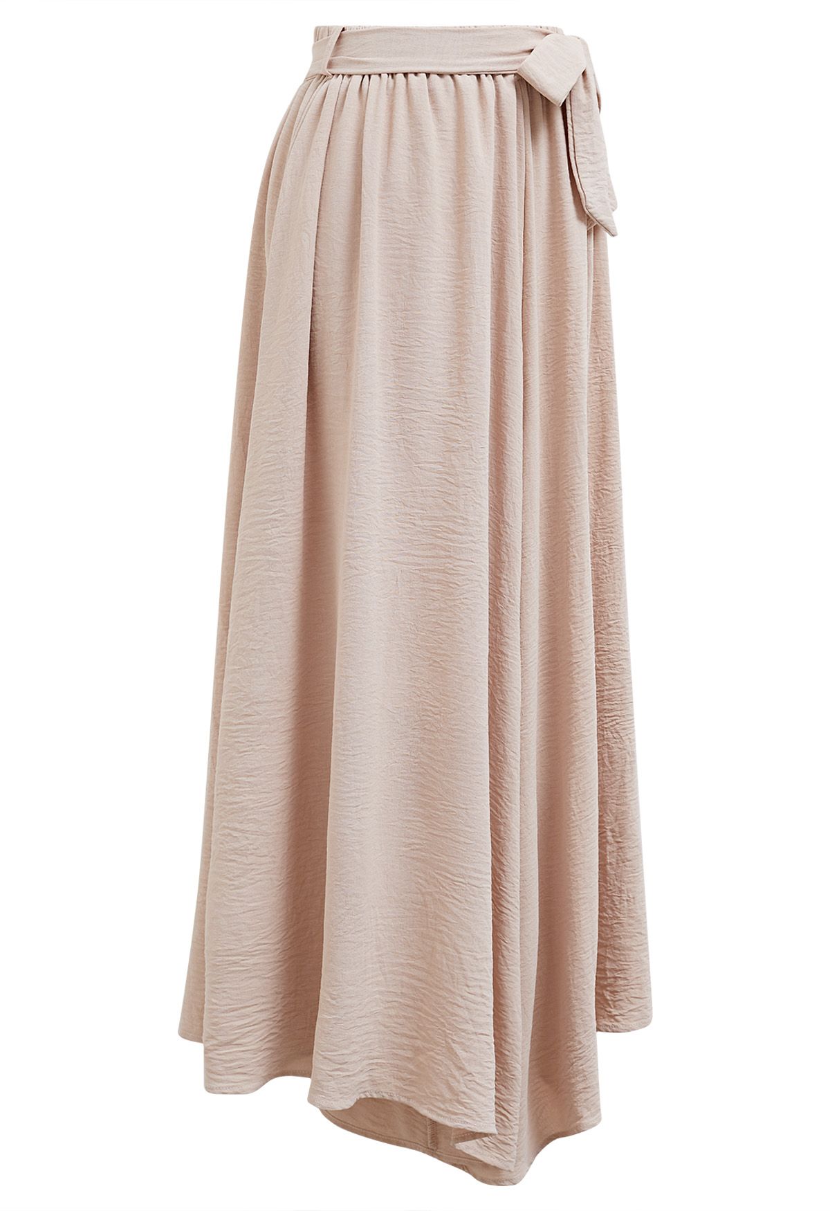 Breezy Tie Waist Asymmetric Crop Pants in Peach