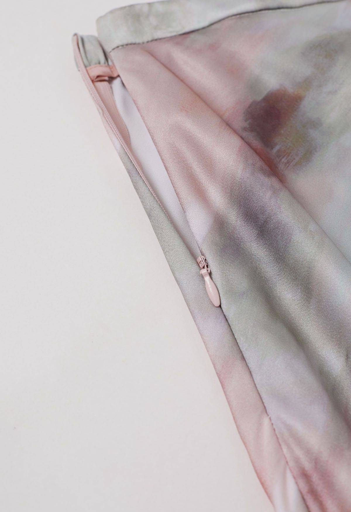 Watercolor Print Asymmetric Flap Maxi Skirt