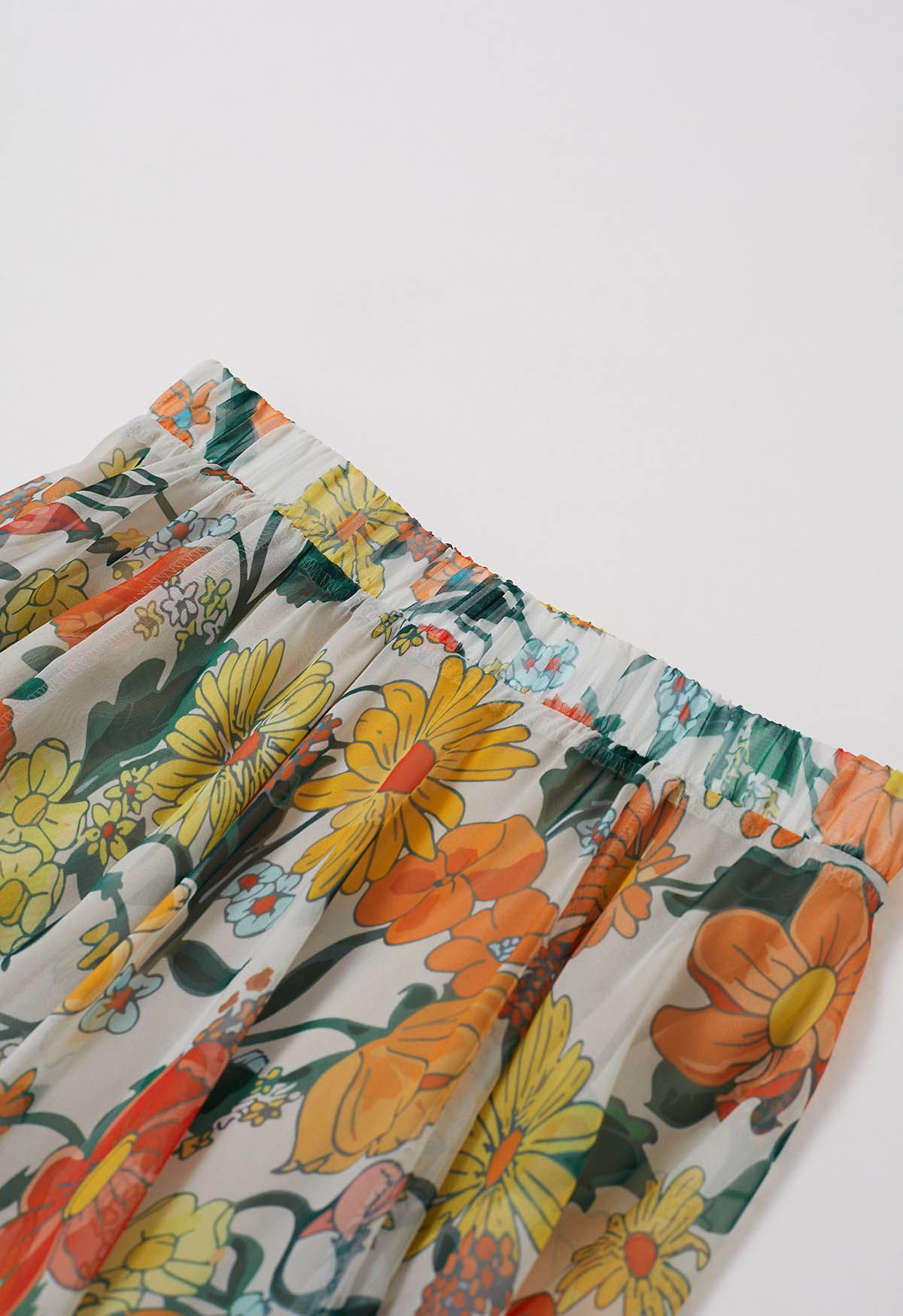 Sun-Kissed Floral Chiffon Maxi Skirt