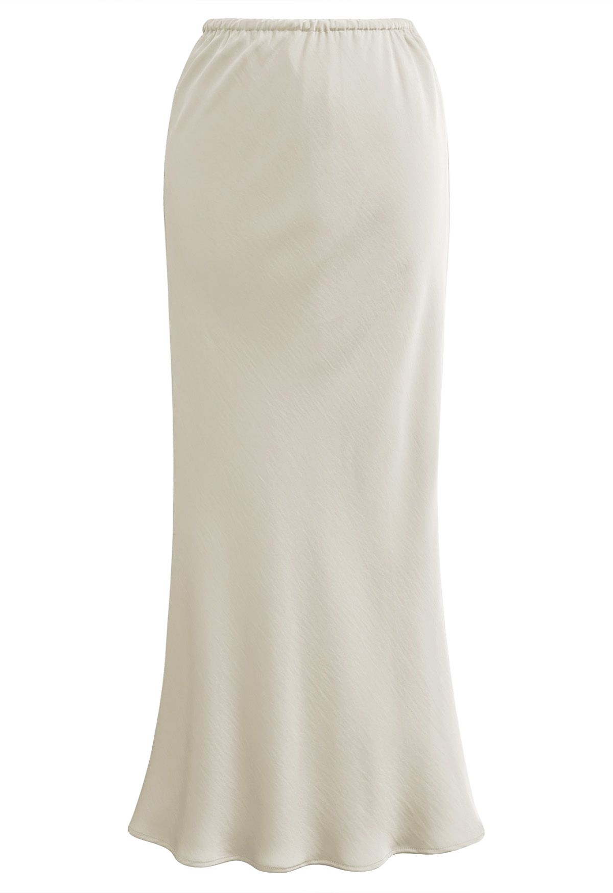 Texture Satin Drawstring Maxi Skirt in Ivory