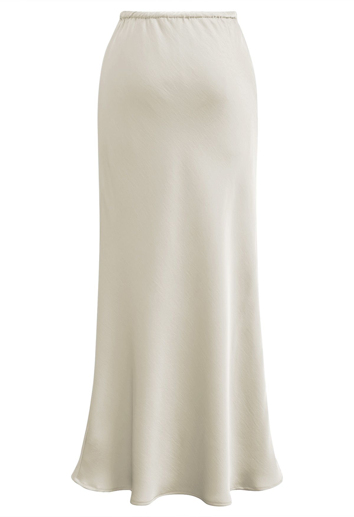 Texture Satin Drawstring Maxi Skirt in Ivory