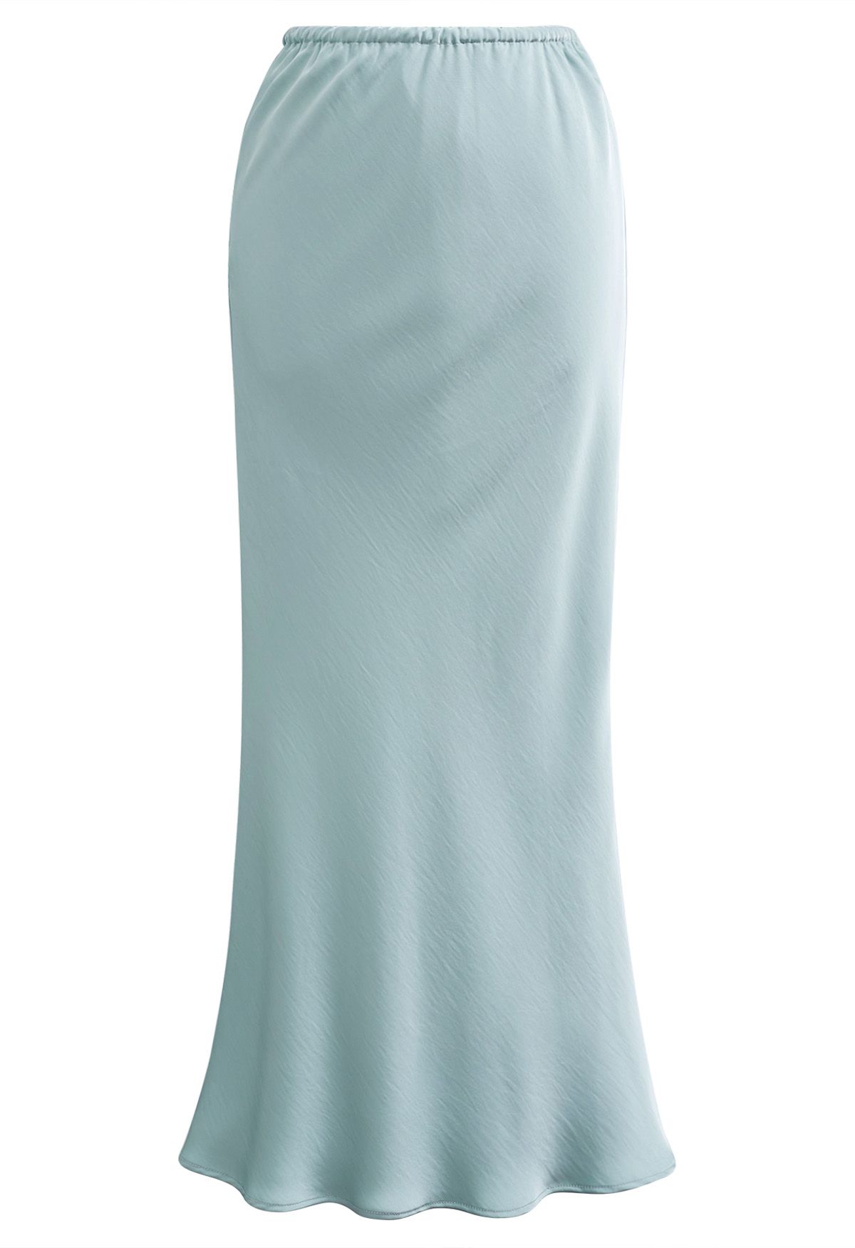 Texture Satin Drawstring Maxi Skirt in Mint