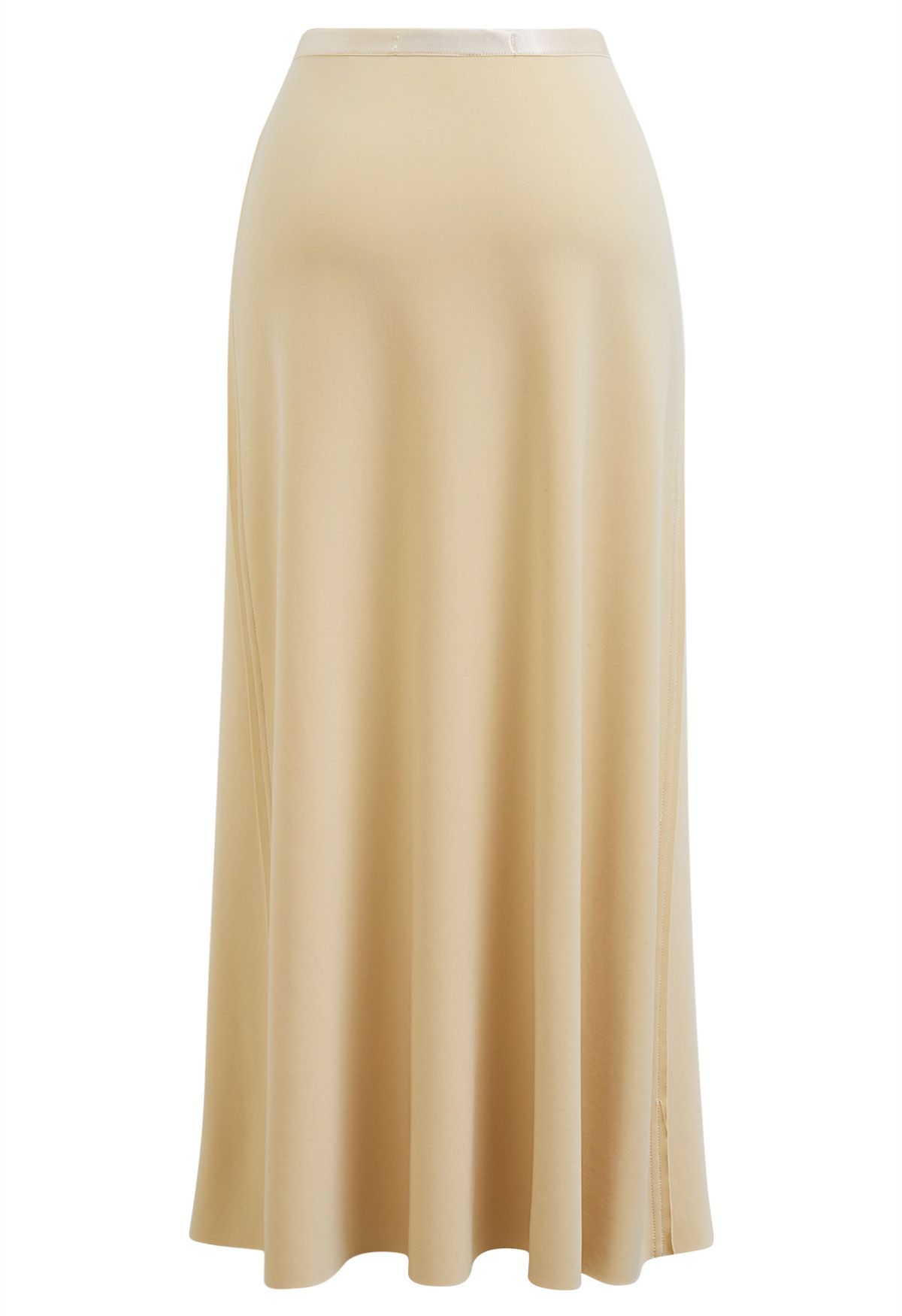 Sleeky Elastic Waist Maxi Skirt in Light Yellow