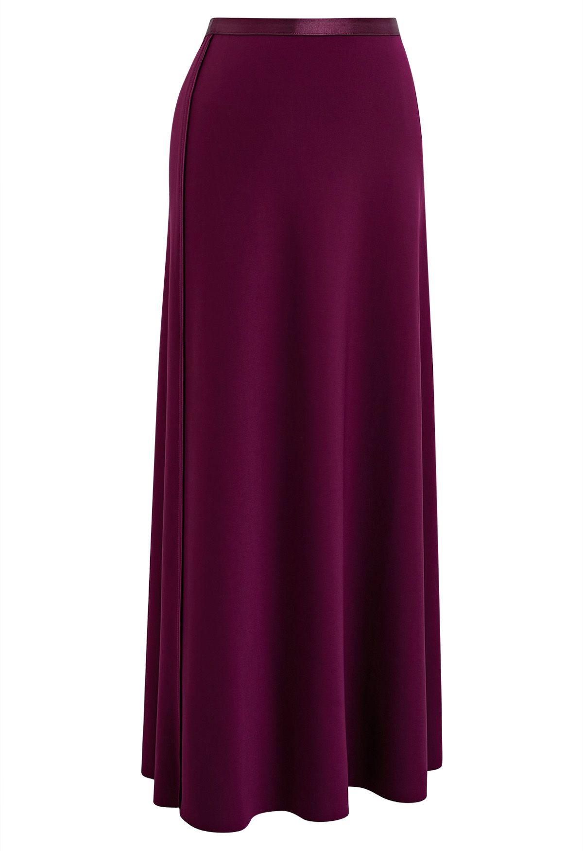 Sleeky Elastic Waist Maxi Skirt in Plum