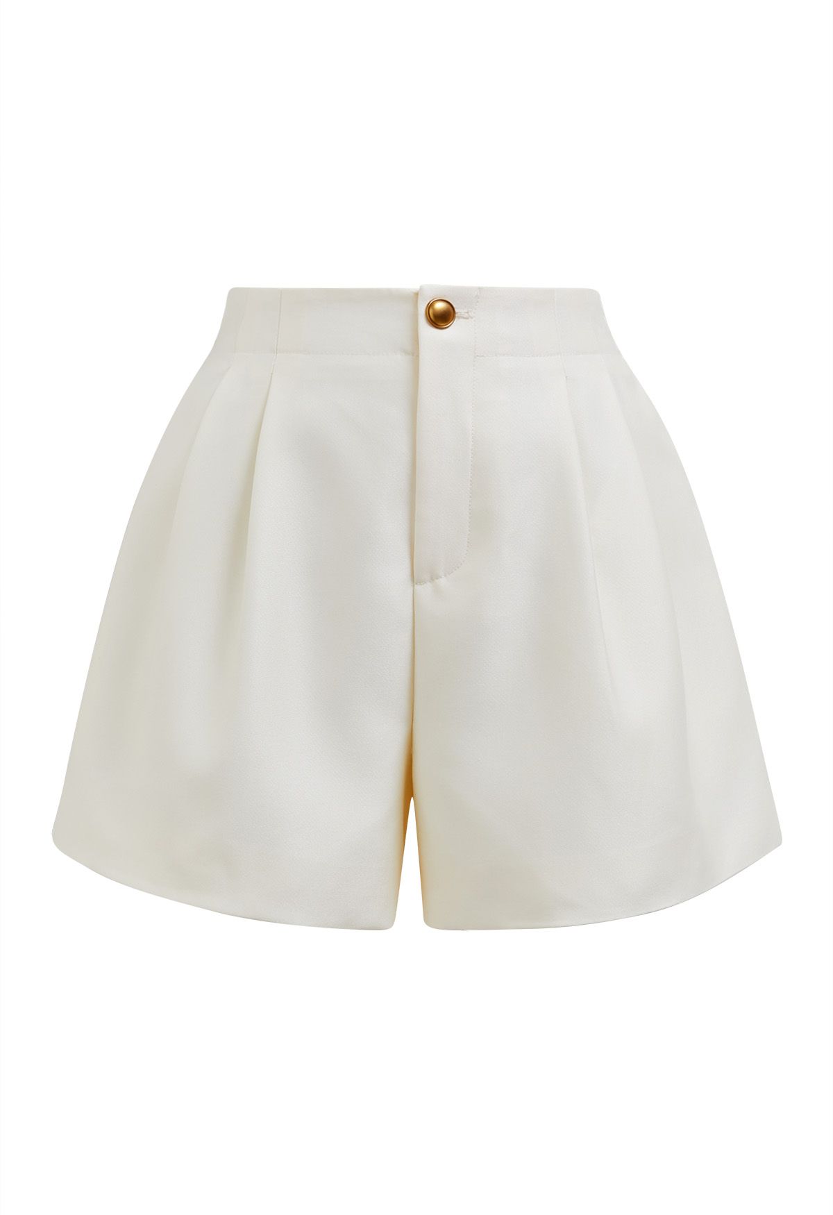 Golden Button Side Pocket Shorts in Cream