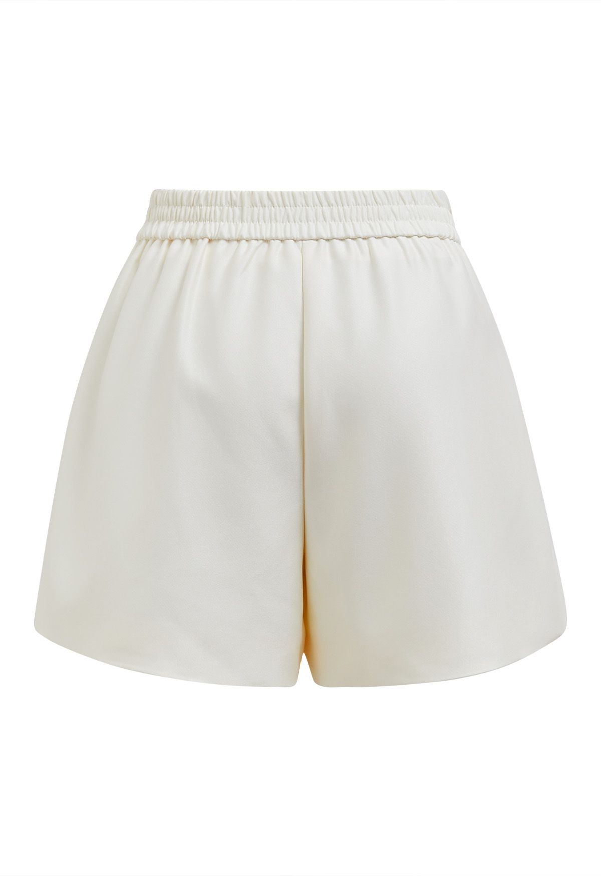 Golden Button Side Pocket Shorts in Cream