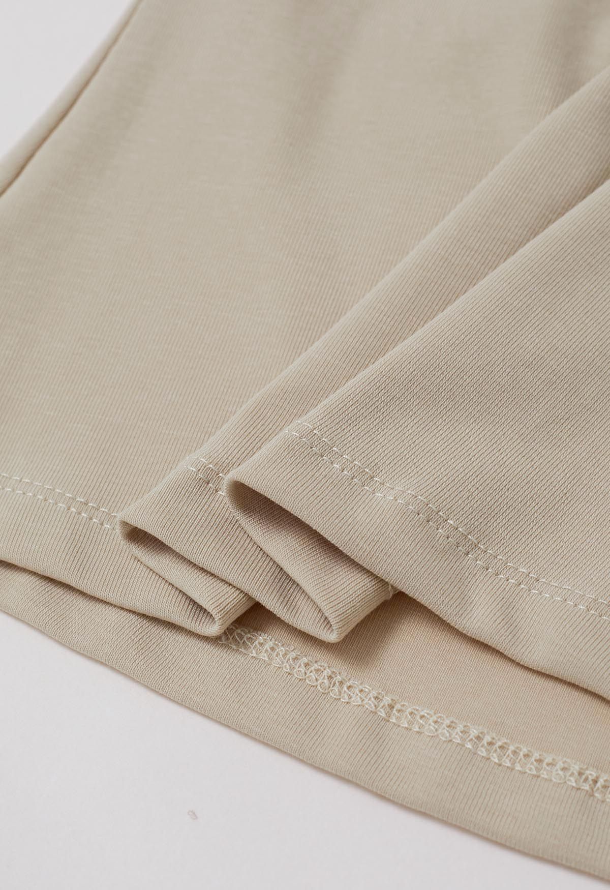 Ruched Detail Cotton Crop Top in Sand