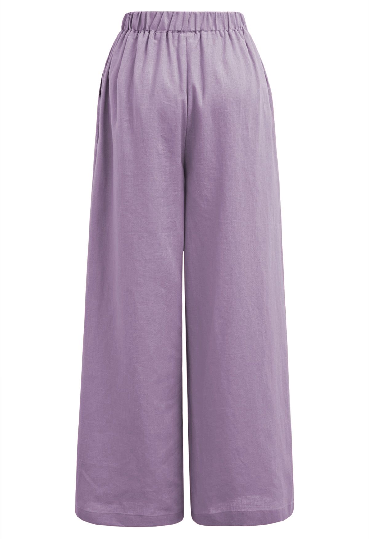 Side Pocket Wide-Leg Linen-Blend Pants in Lavender