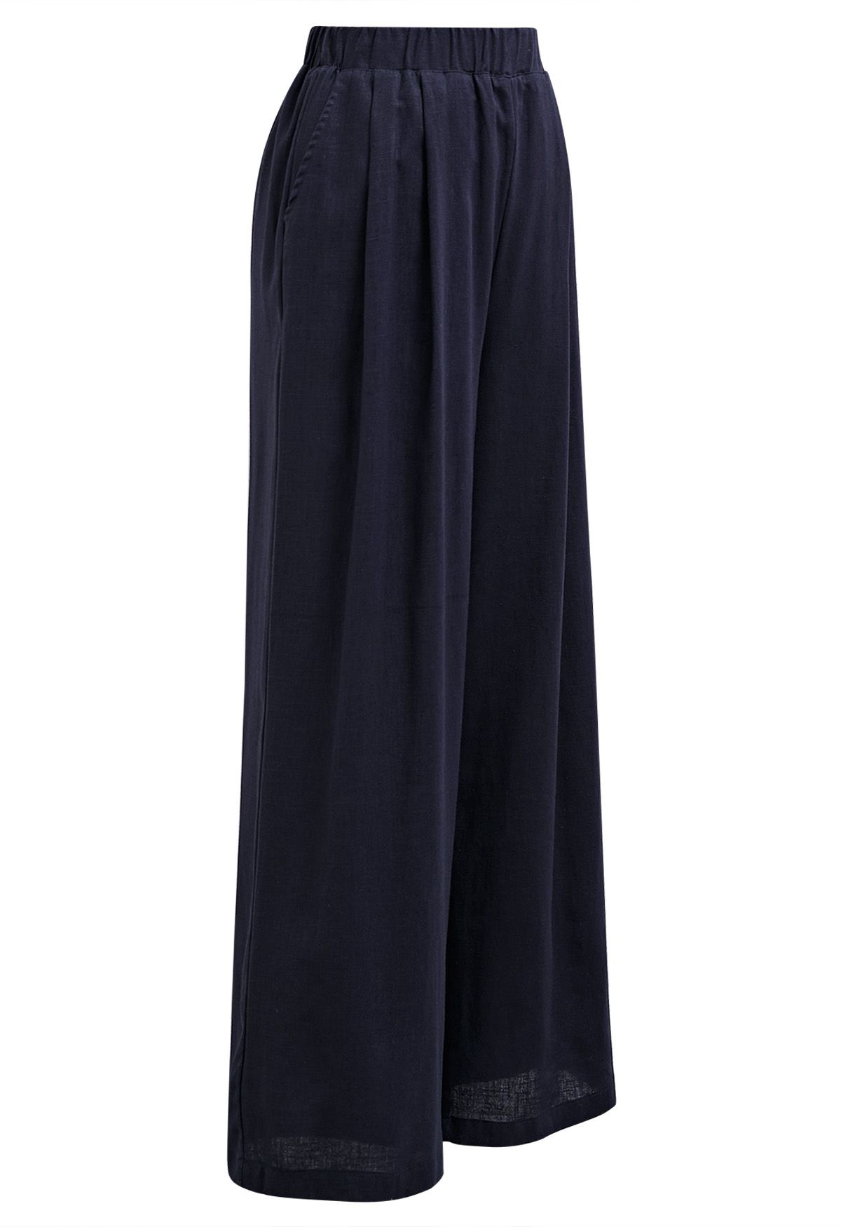 Side Pocket Wide-Leg Linen-Blend Pants in Navy