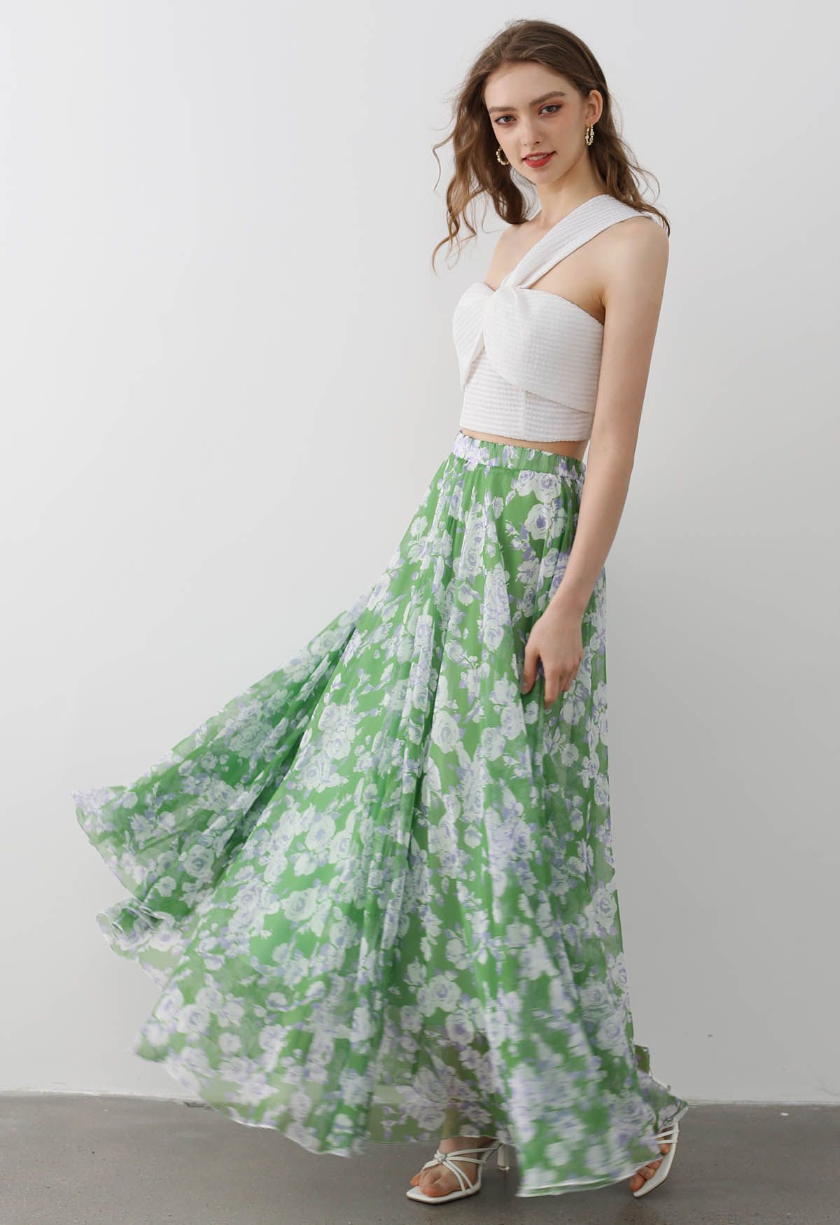 Breezy Blooms Chiffon Maxi Skirt
