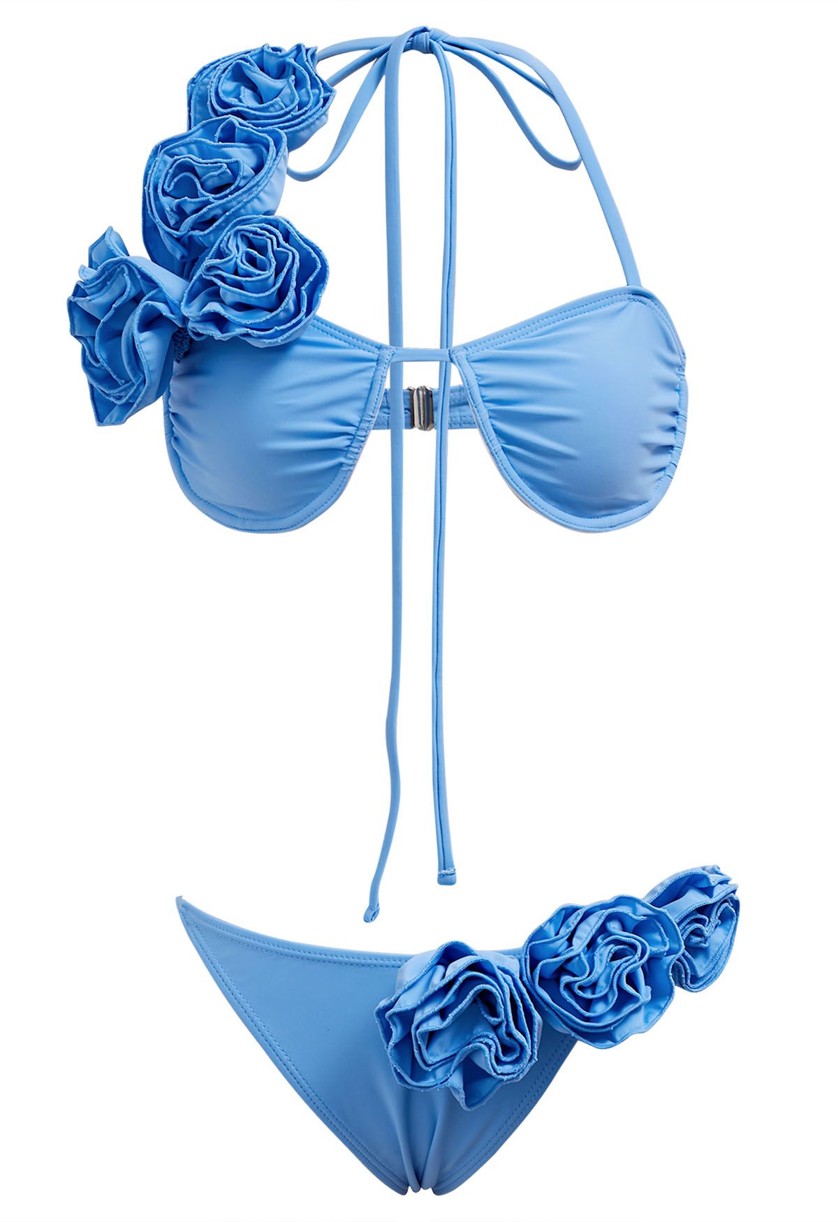 3D Flower Decor Halter Bikini Set