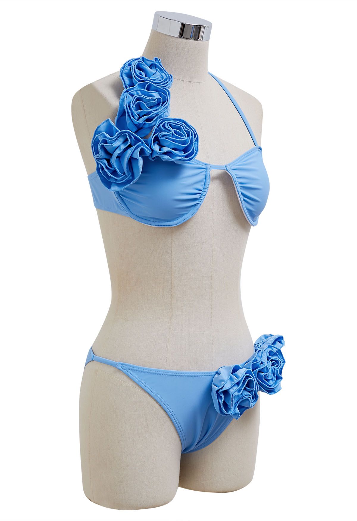 3D Flower Decor Halter Bikini Set