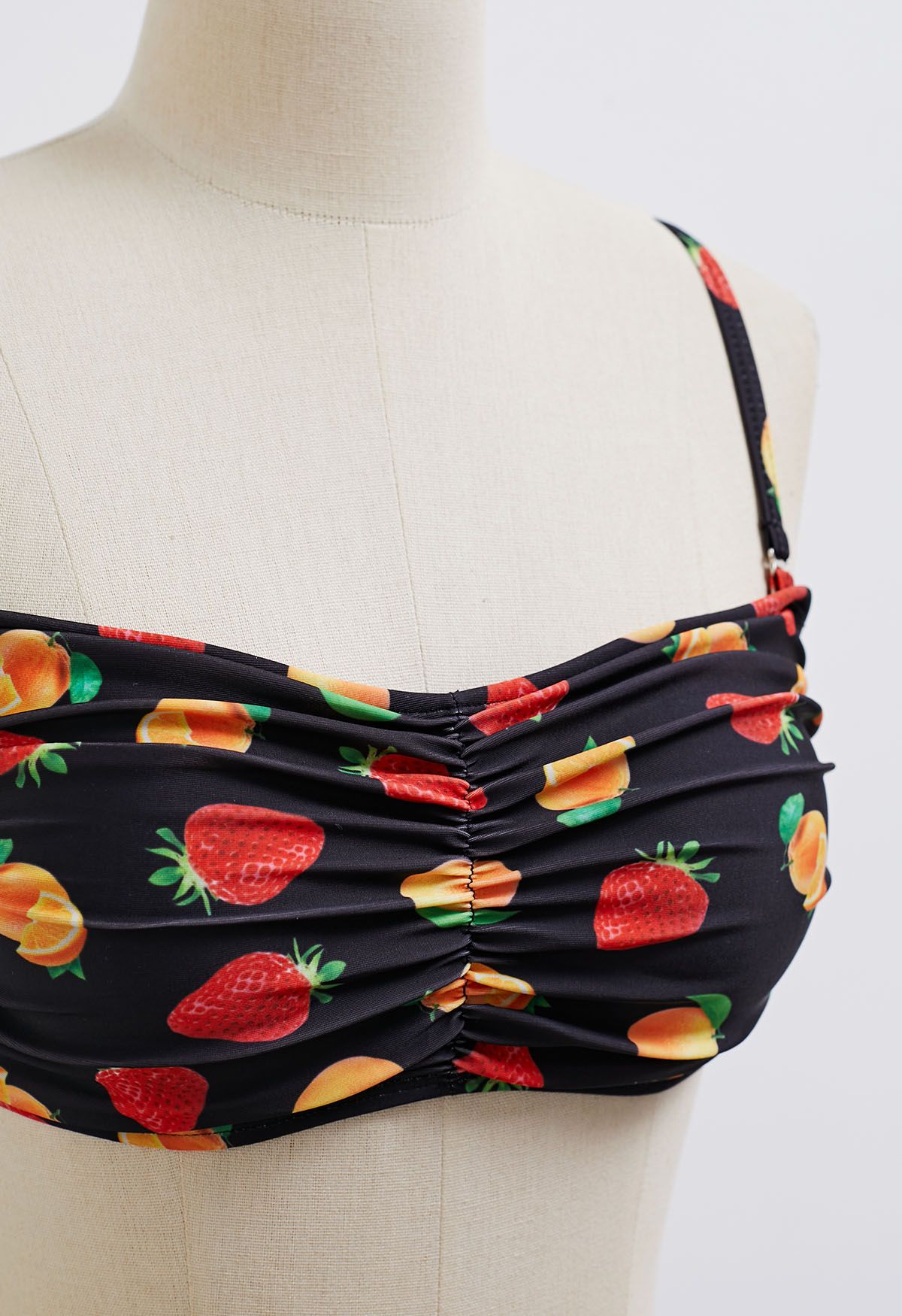 Fruit Print Bikini Set in Black