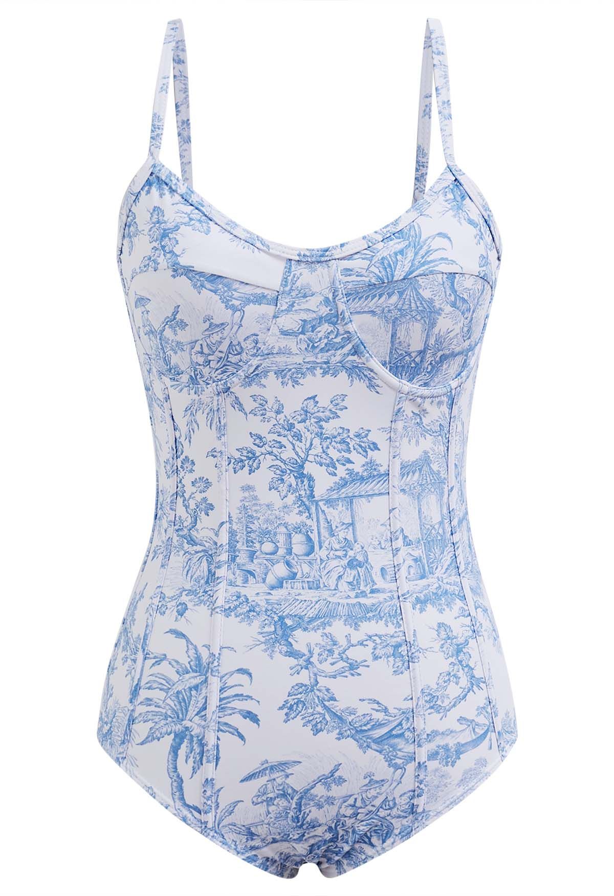 Dreamy Life One-Piece Swimsuit with Sarong