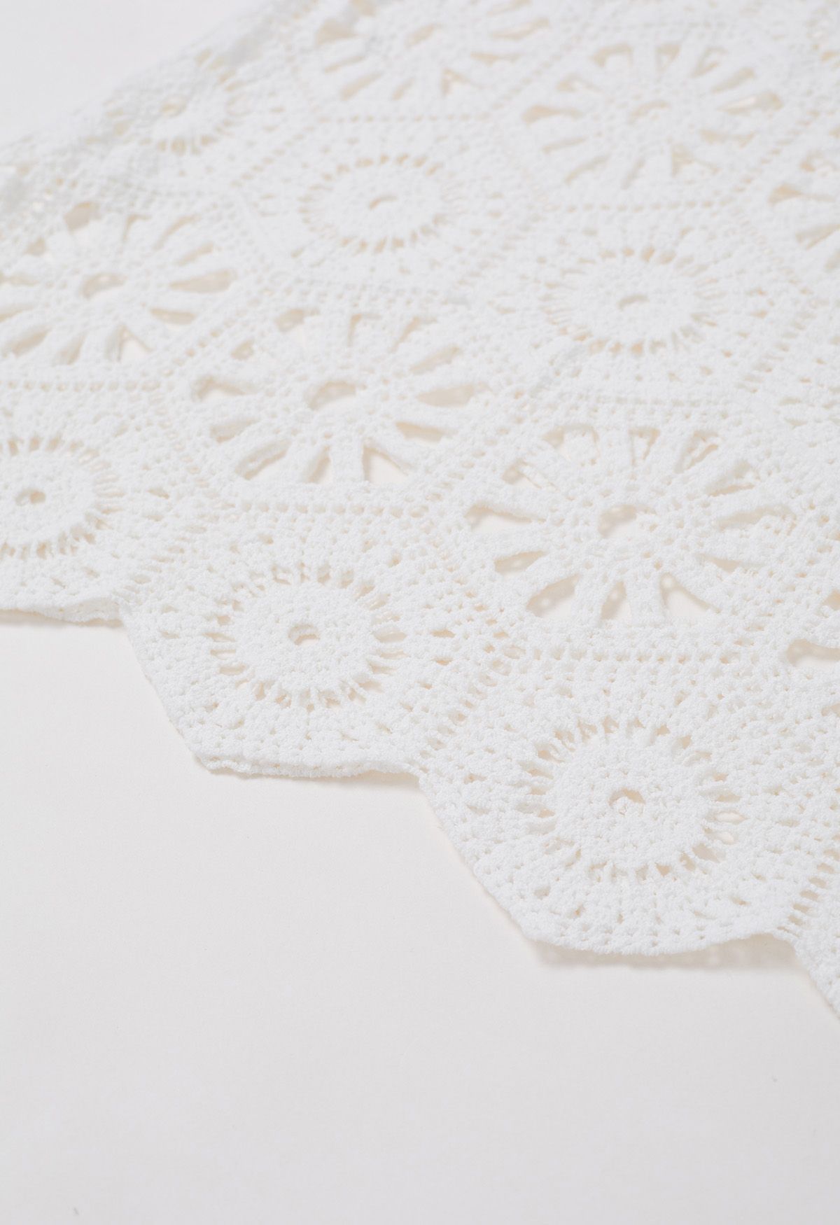 Bohemian Cutwork Crochet Cover-Up Dress in White