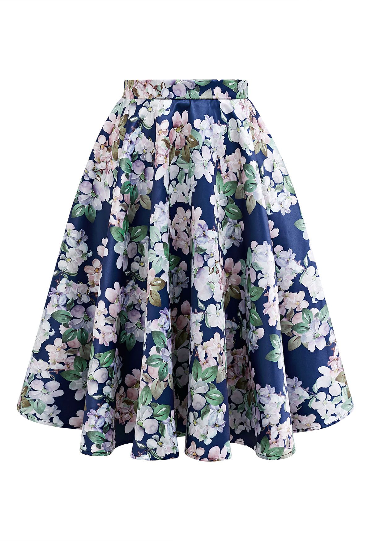 Navy floral skirt vintage best sale